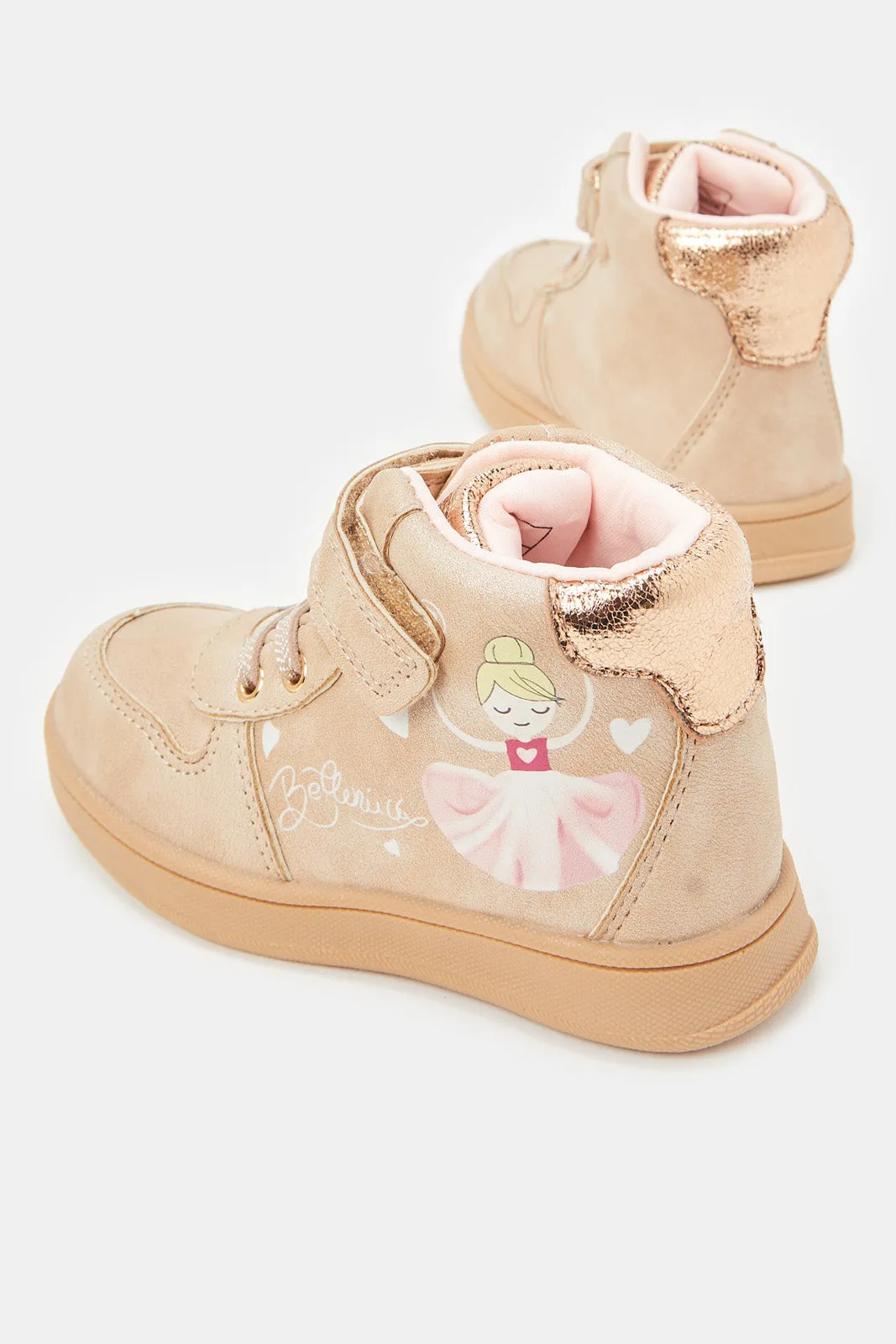 Girls Pink Velcro Strap High-Top