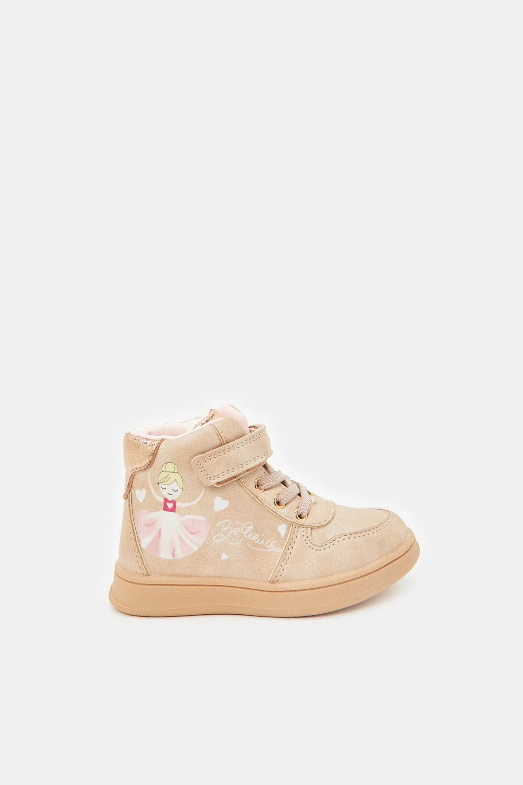 Girls Pink Velcro Strap High-Top