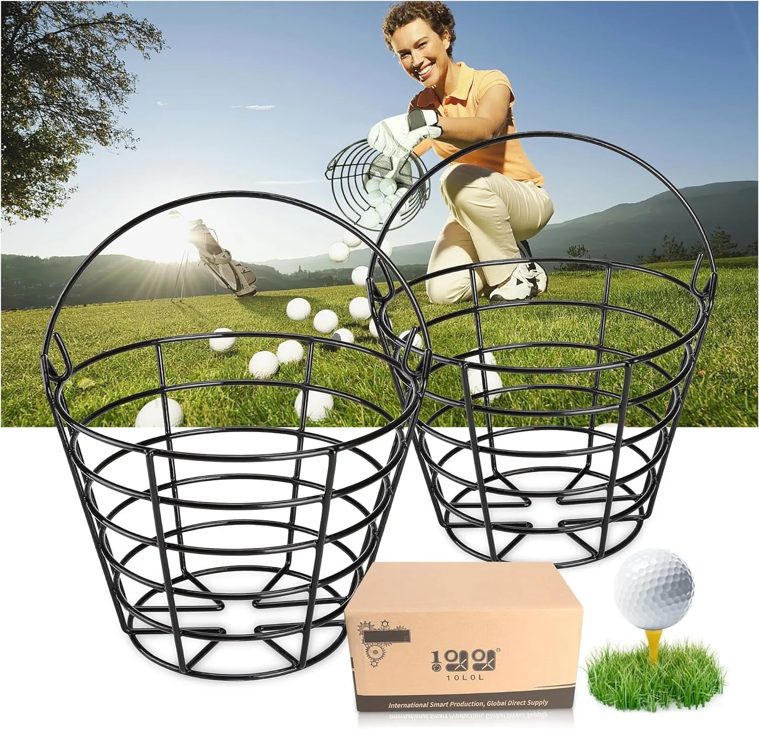 Golf ball bucket full body metal with handle can hold 50 golf balls - 10L0L