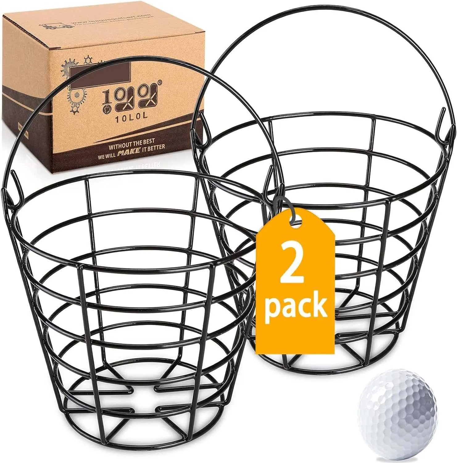 Golf ball bucket full body metal with handle can hold 50 golf balls - 10L0L