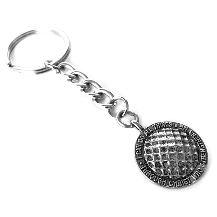 Golf Key Chain Philippians 4:13 Antique Pewter