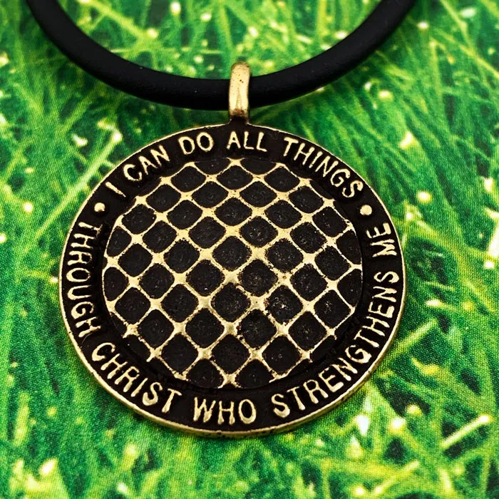 Golf Necklace Philippians 4:13 Antique Brass