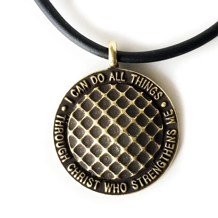 Golf Necklace Philippians 4:13 Antique Brass