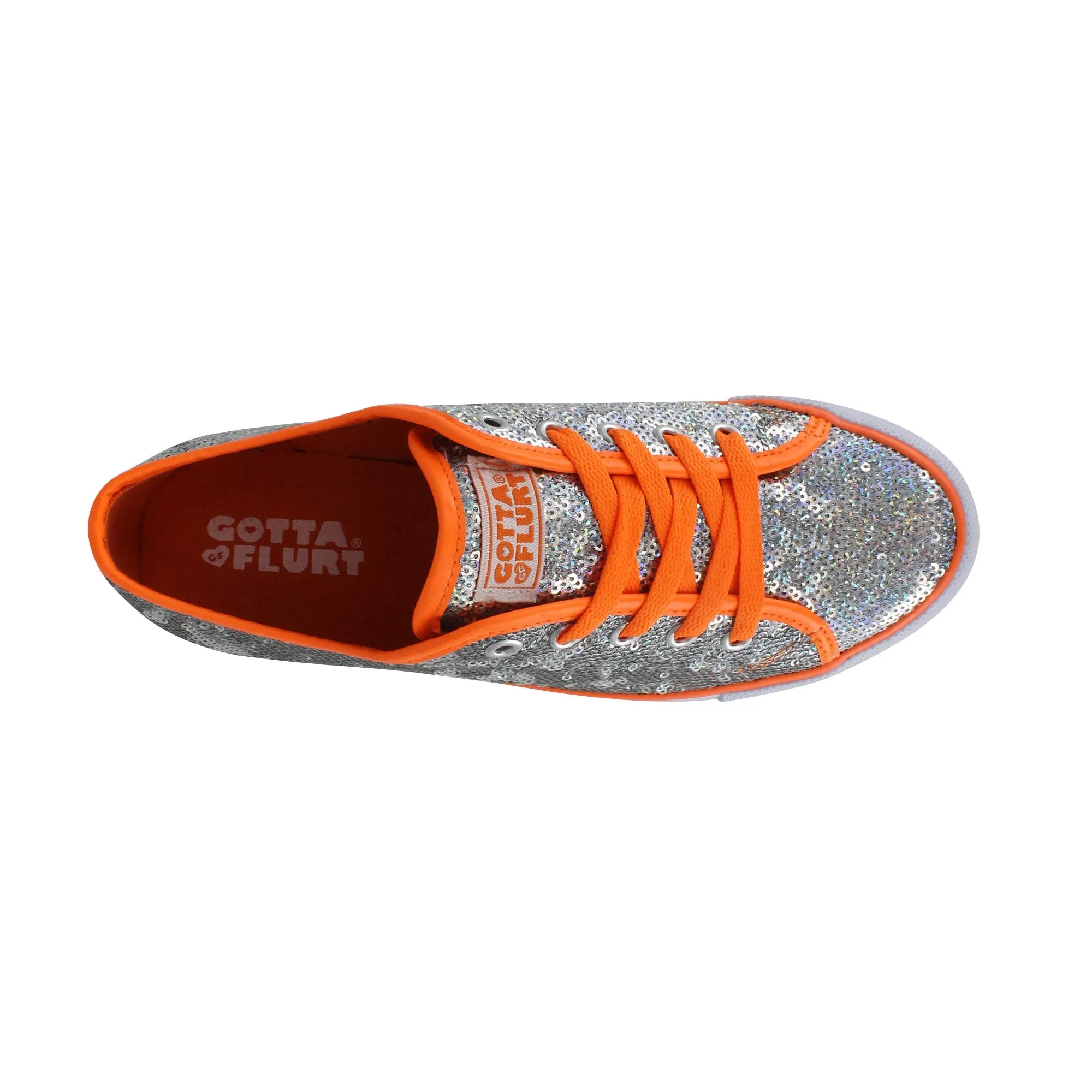 Gotta Flurt Women's Pizazz Silver/Coral Sequin Low Top Dance Sneaker