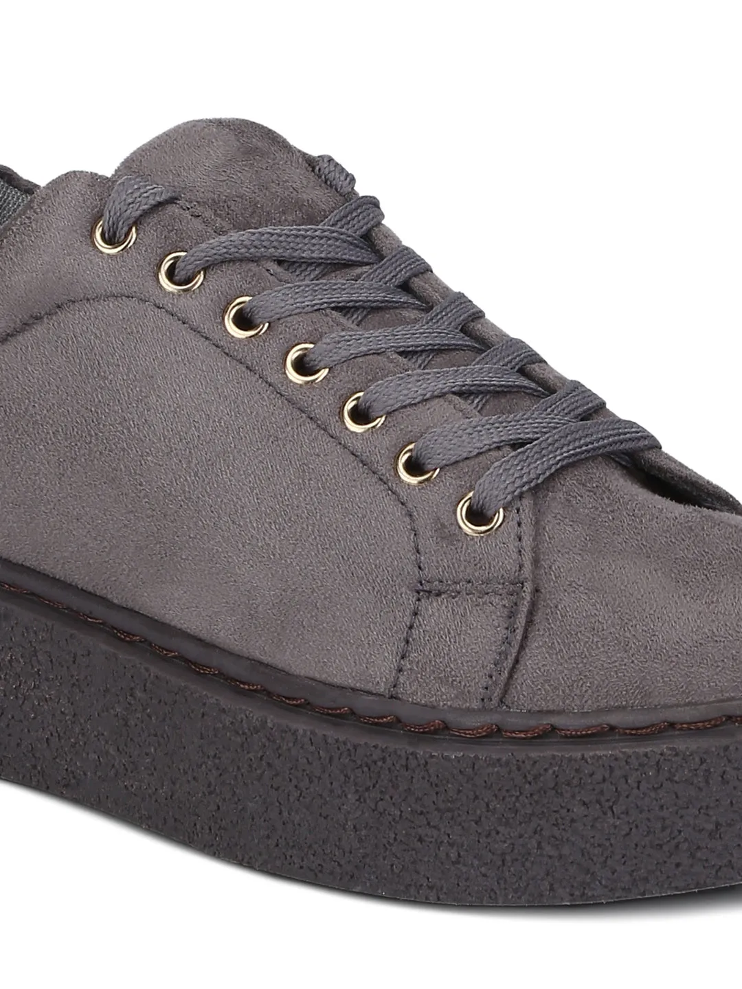 Grey Suede Lace-Up Creepers