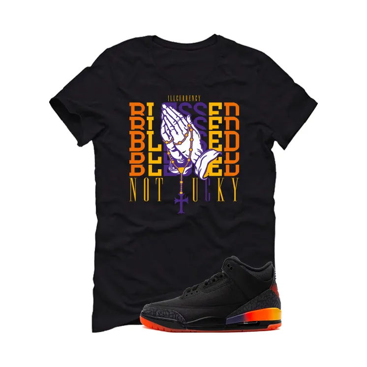 J Balvin x Air Jordan 3 Rio Black T-Shirt (Blessed not lucky)