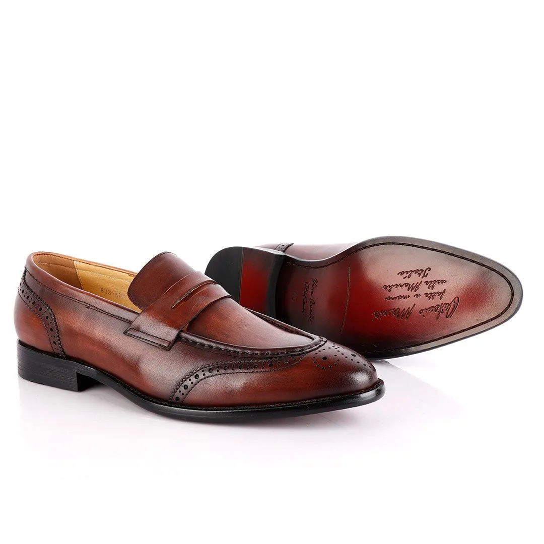 John Foster Slipon Coffee Leather Oxford Shoe