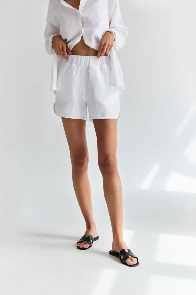 Linen Shorts White