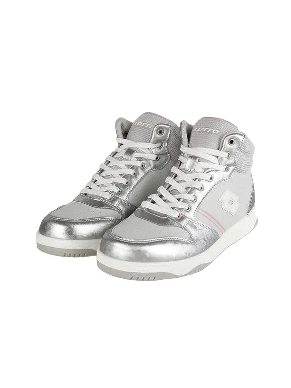 Lotto Scarpa da ginnastica da ragazza alta con Zip Rocket AMF Metal 218173 9F2 mushroom gray-white-silver