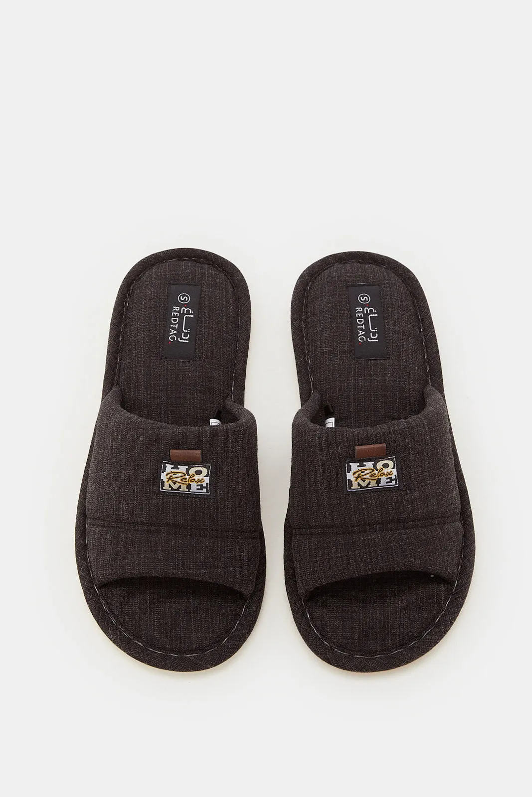 Men Black Open Toe Slipper