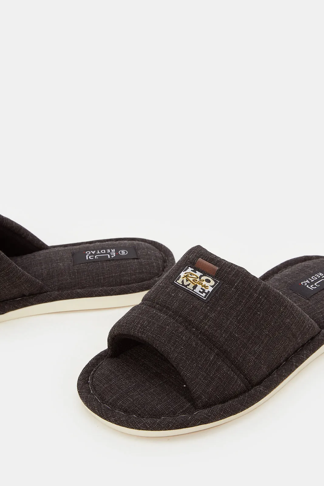 Men Black Open Toe Slipper