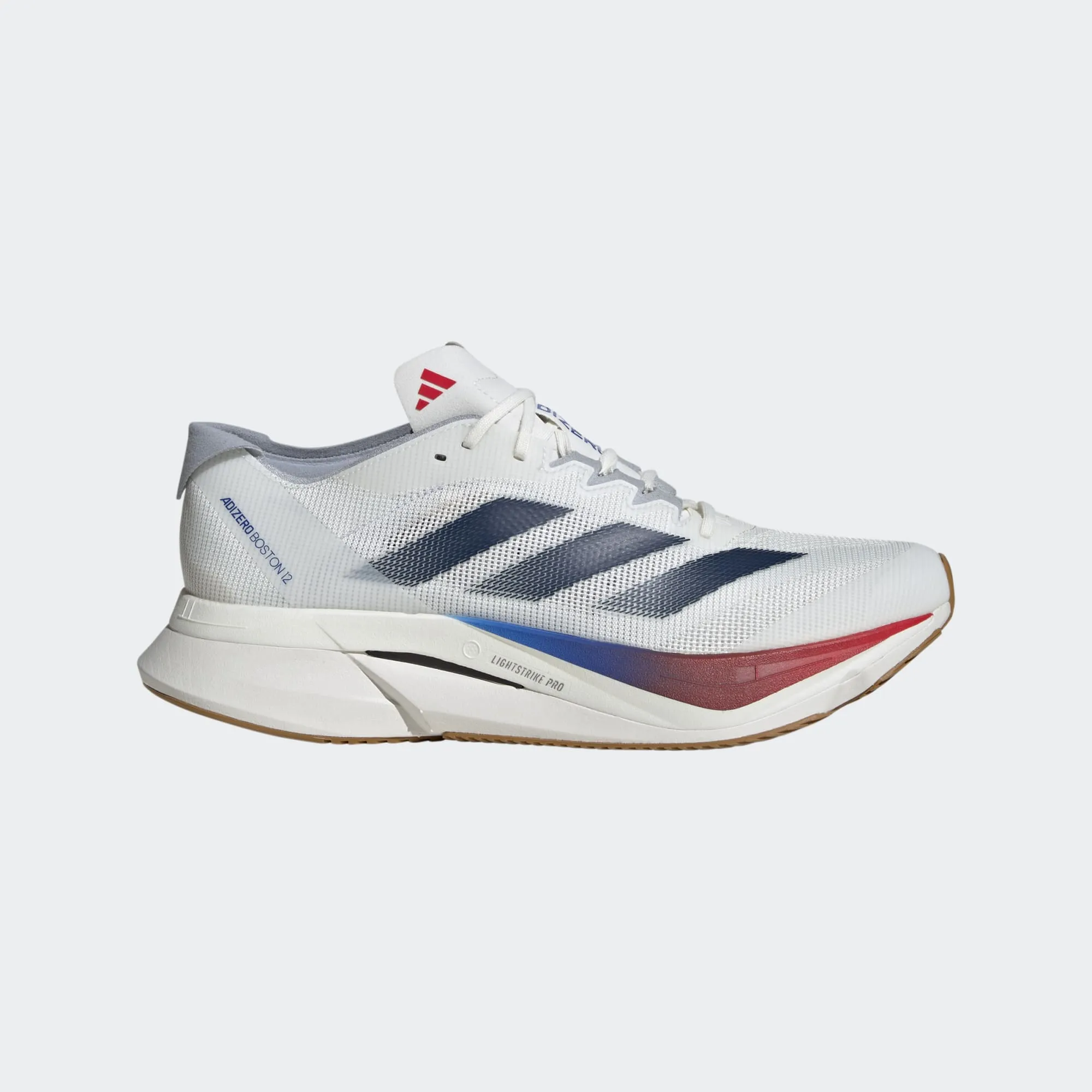 Men’s Adizero Boston 12 (Core White/Dark Blue/Pure Ruby)