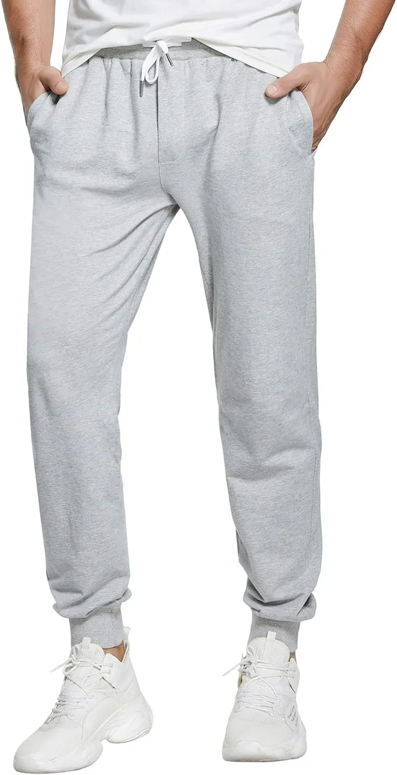 Men'S Joggers Sweatpants Cotton Casual Pants with Pockets Drawstring Gym Workout Athletic Training Pants