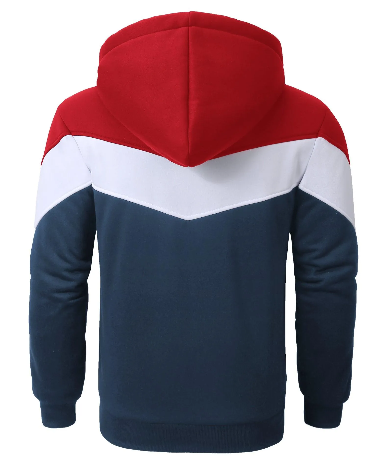 Men's Zip Up Contrast Color Fleece Hoodie-AWY2107