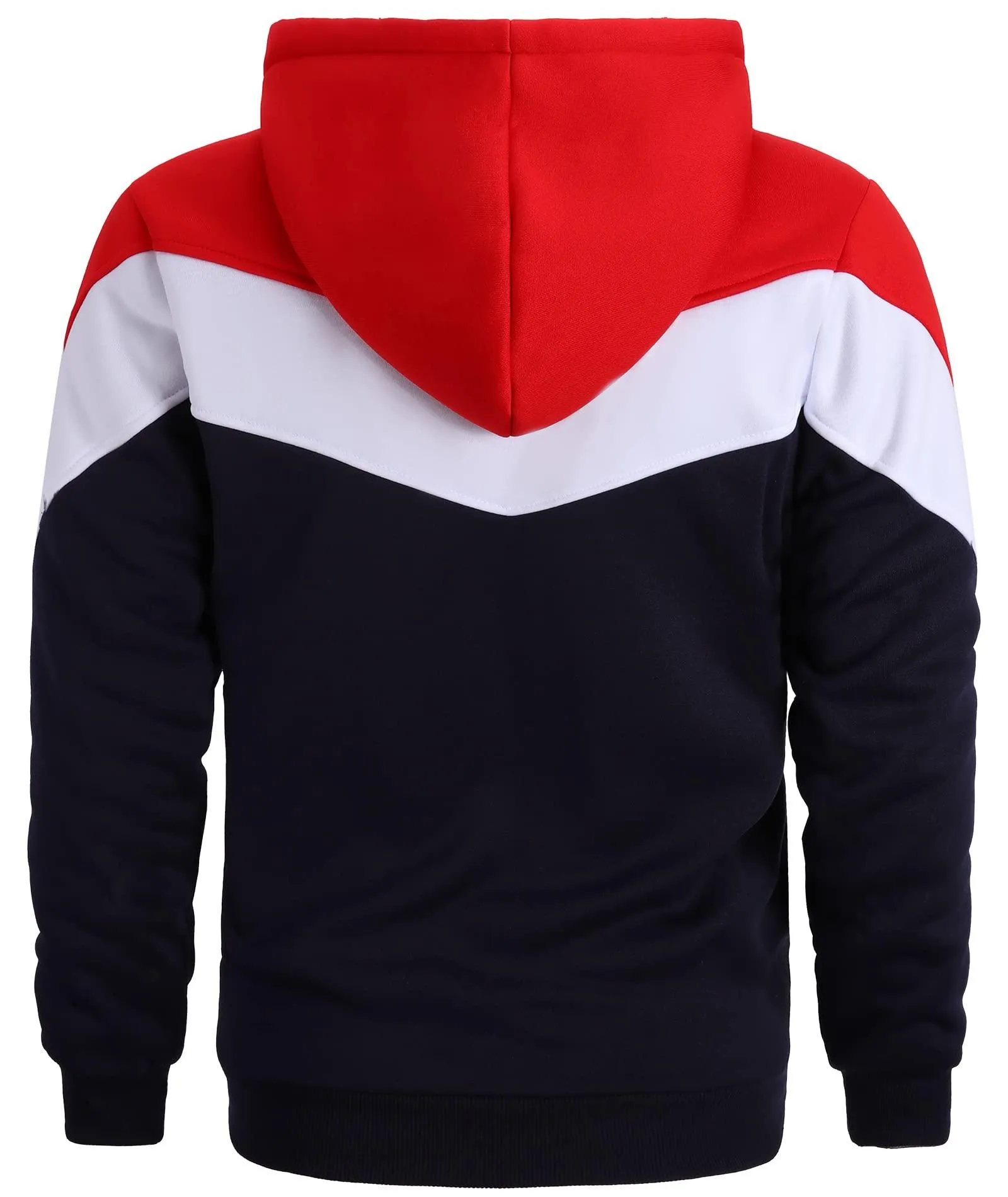 Men's Zip Up Contrast Color Fleece Hoodie-AWY2107