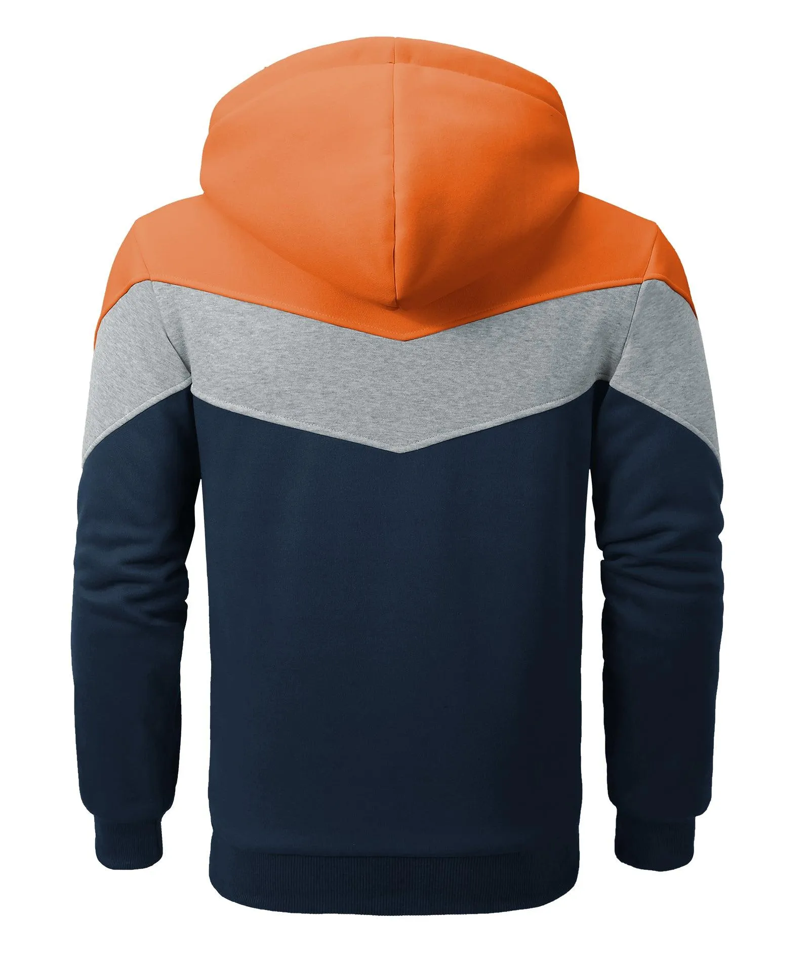 Men's Zip Up Contrast Color Fleece Hoodie-AWY2107