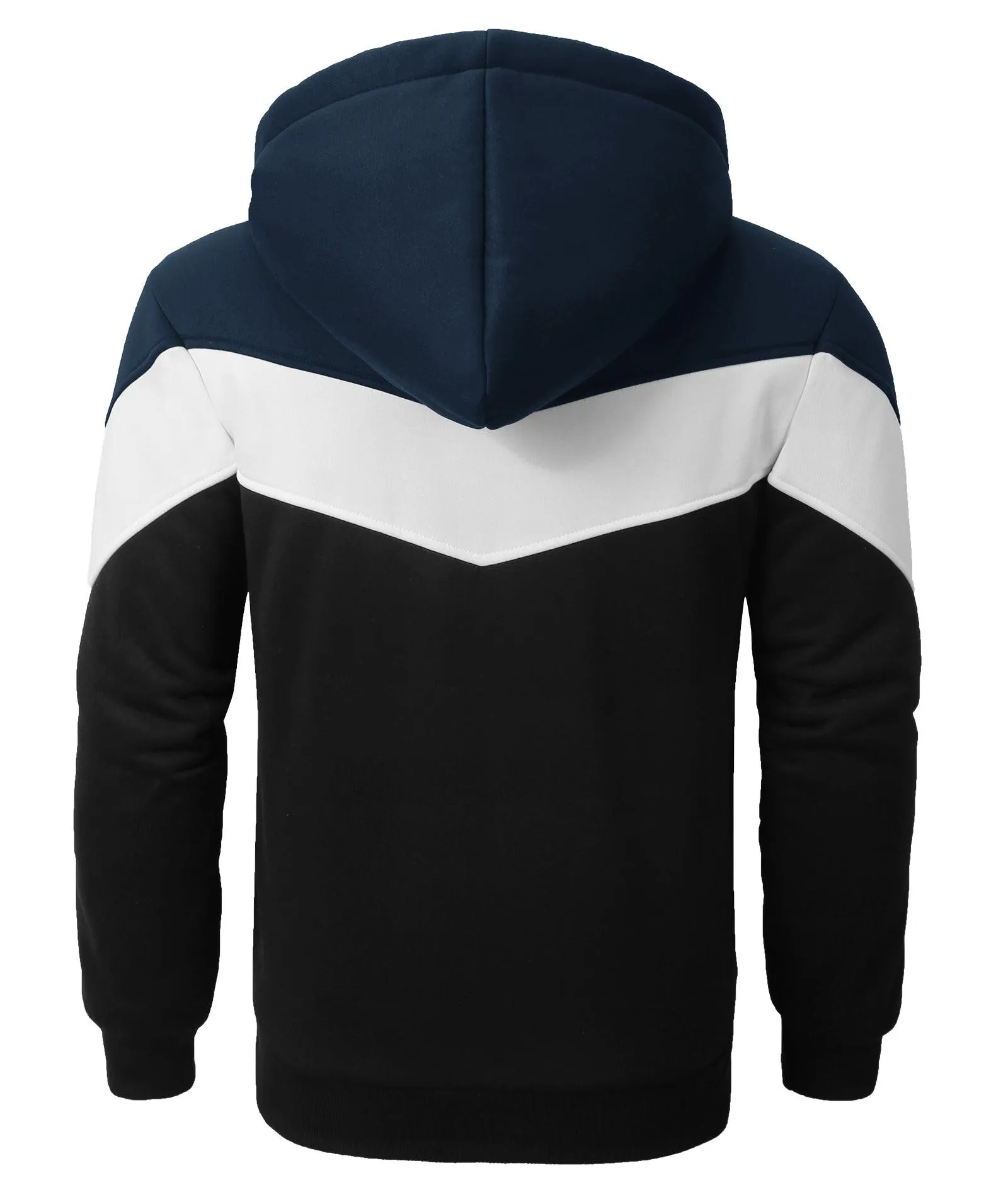 Men's Zip Up Contrast Color Fleece Hoodie-AWY2107