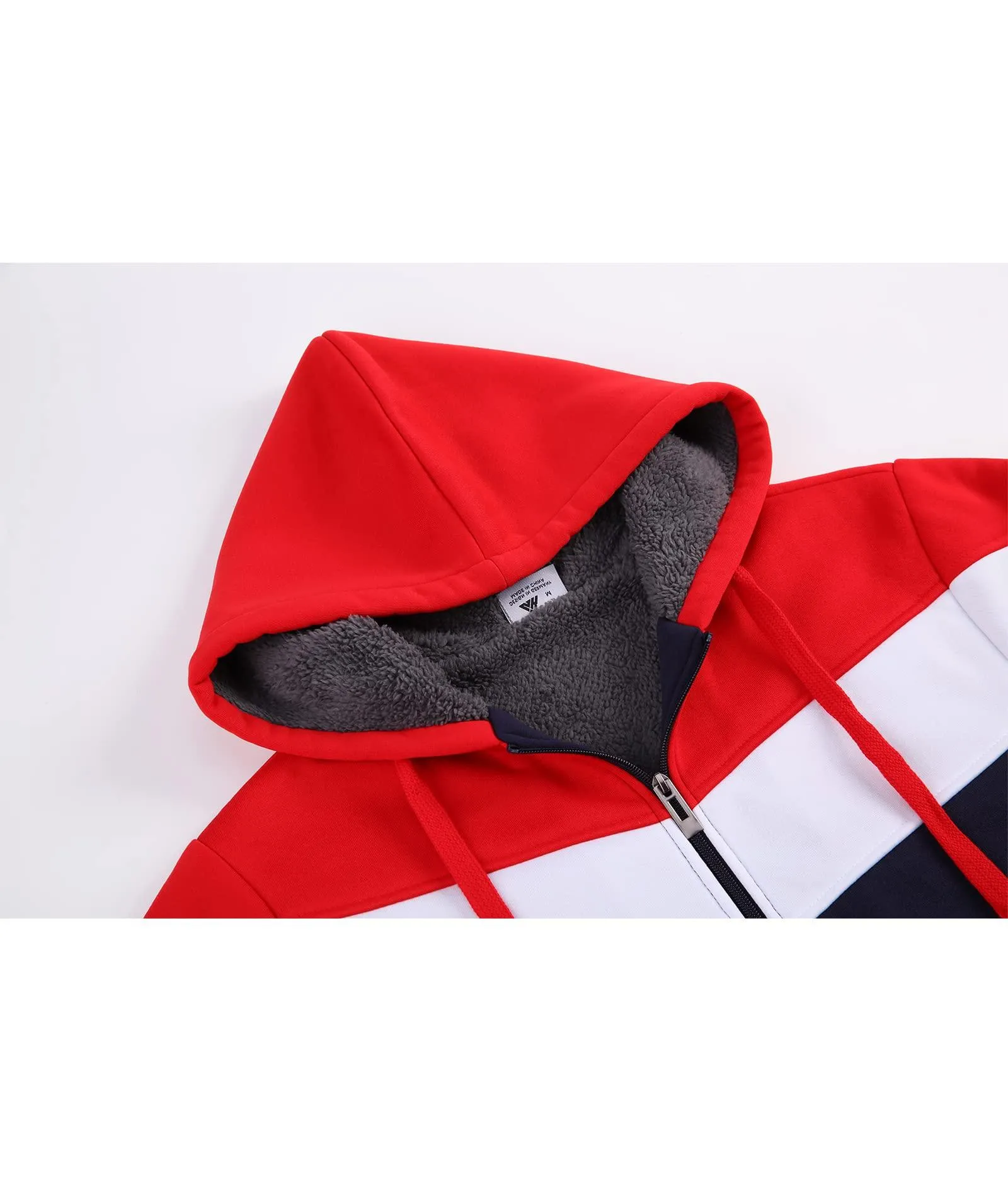 Men's Zip Up Contrast Color Fleece Hoodie-AWY2107