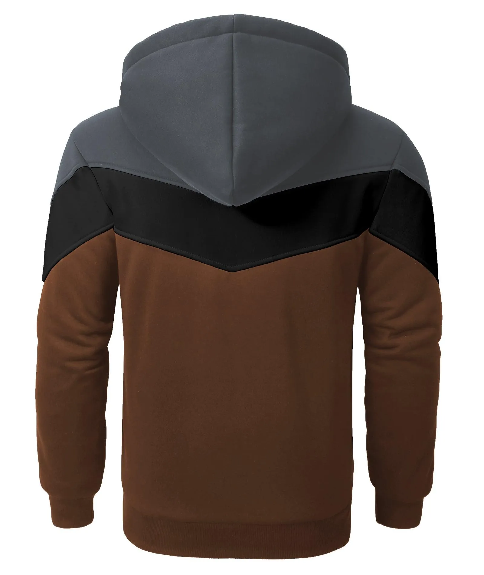 Men's Zip Up Contrast Color Fleece Hoodie-AWY2107