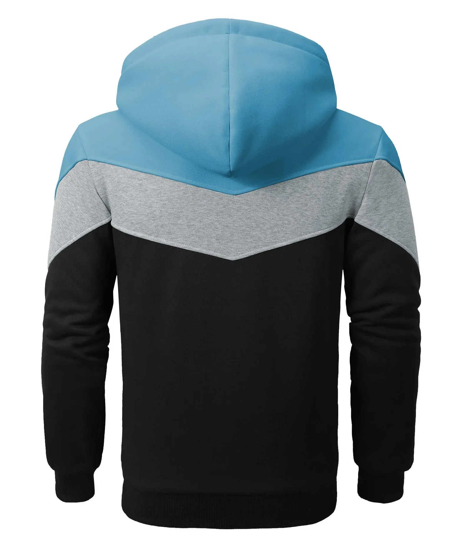 Men's Zip Up Contrast Color Fleece Hoodie-AWY2107