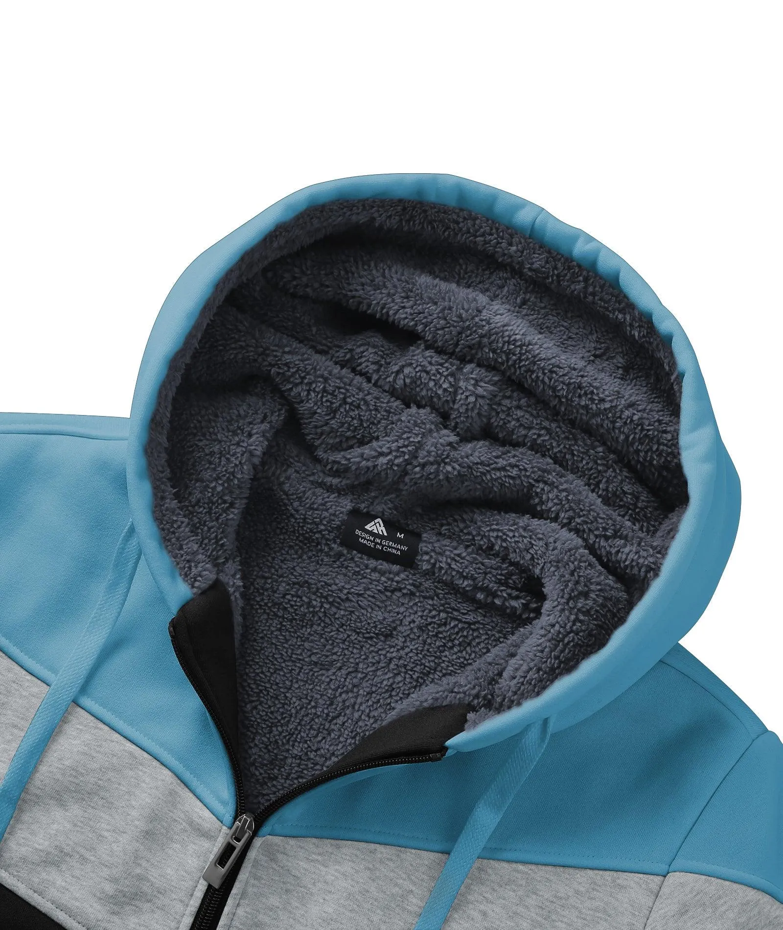 Men's Zip Up Contrast Color Fleece Hoodie-AWY2107