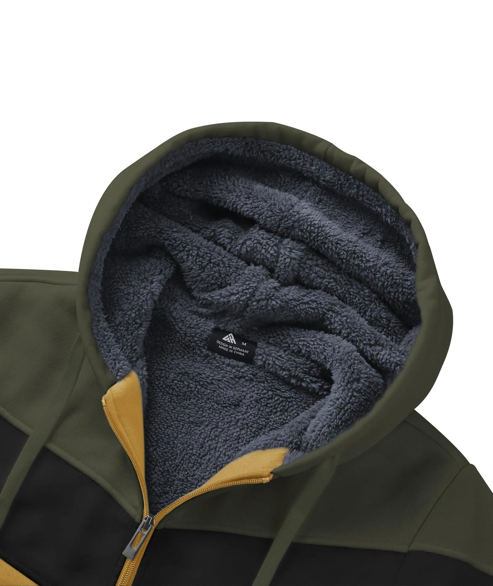 Men's Zip Up Contrast Color Fleece Hoodie-AWY2107