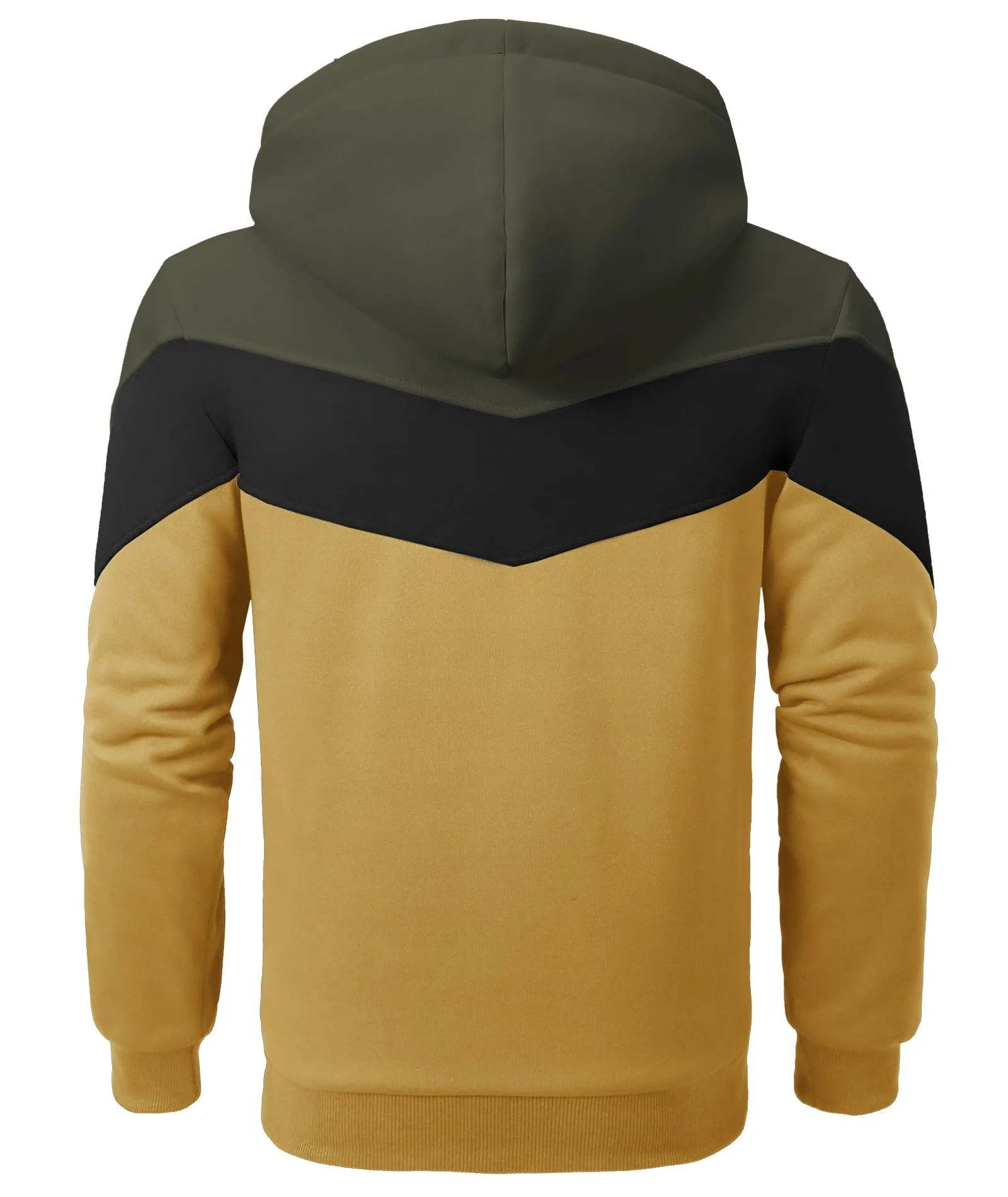 Men's Zip Up Contrast Color Fleece Hoodie-AWY2107