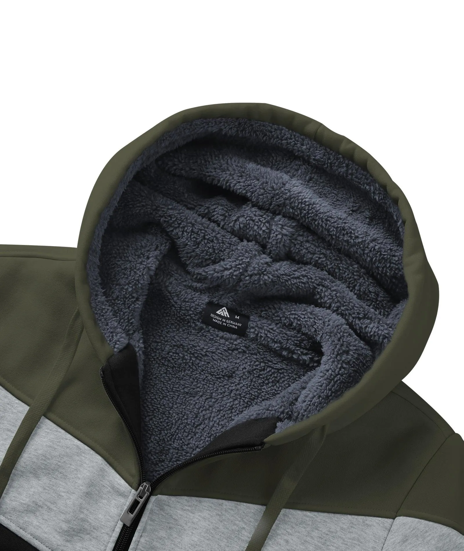 Men's Zip Up Contrast Color Fleece Hoodie-AWY2107