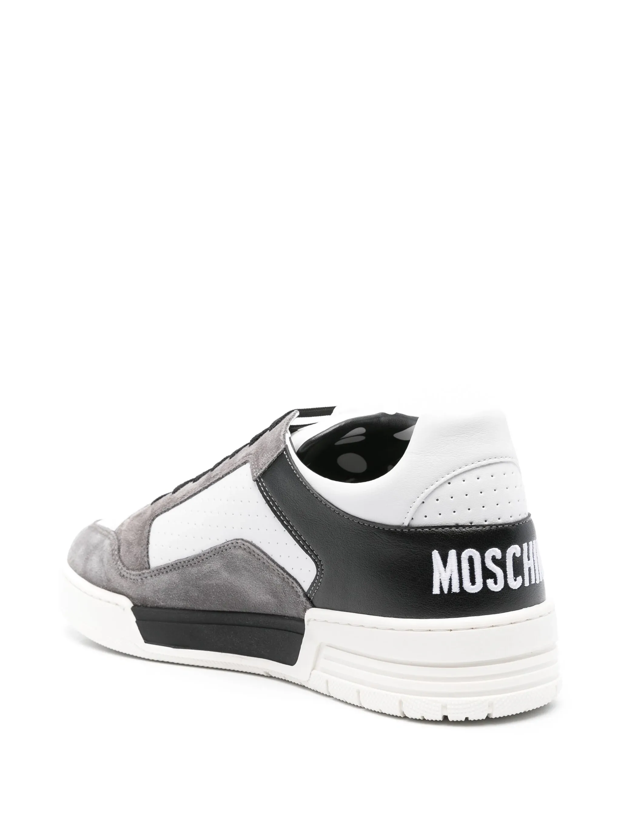 MOSCHINO PANELLED LEATHER SNEAKERS