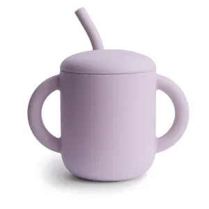 Mushie Silicone Training Cup   Straw - Soft Lilac