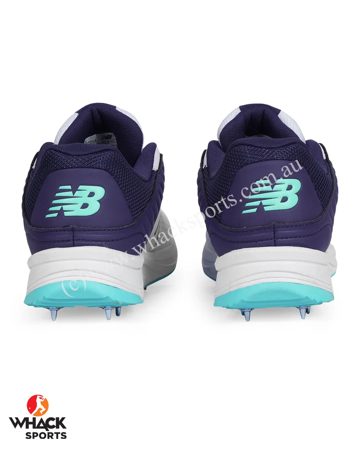 New Balance CK4030 Cricket Shoes - Steel Spikes - White/Cyber Jade/Dark Mercury