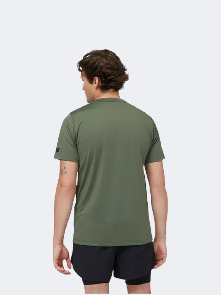 New Balance Tenacity Graphic Tee Men Performance T-Shirt Olive Green