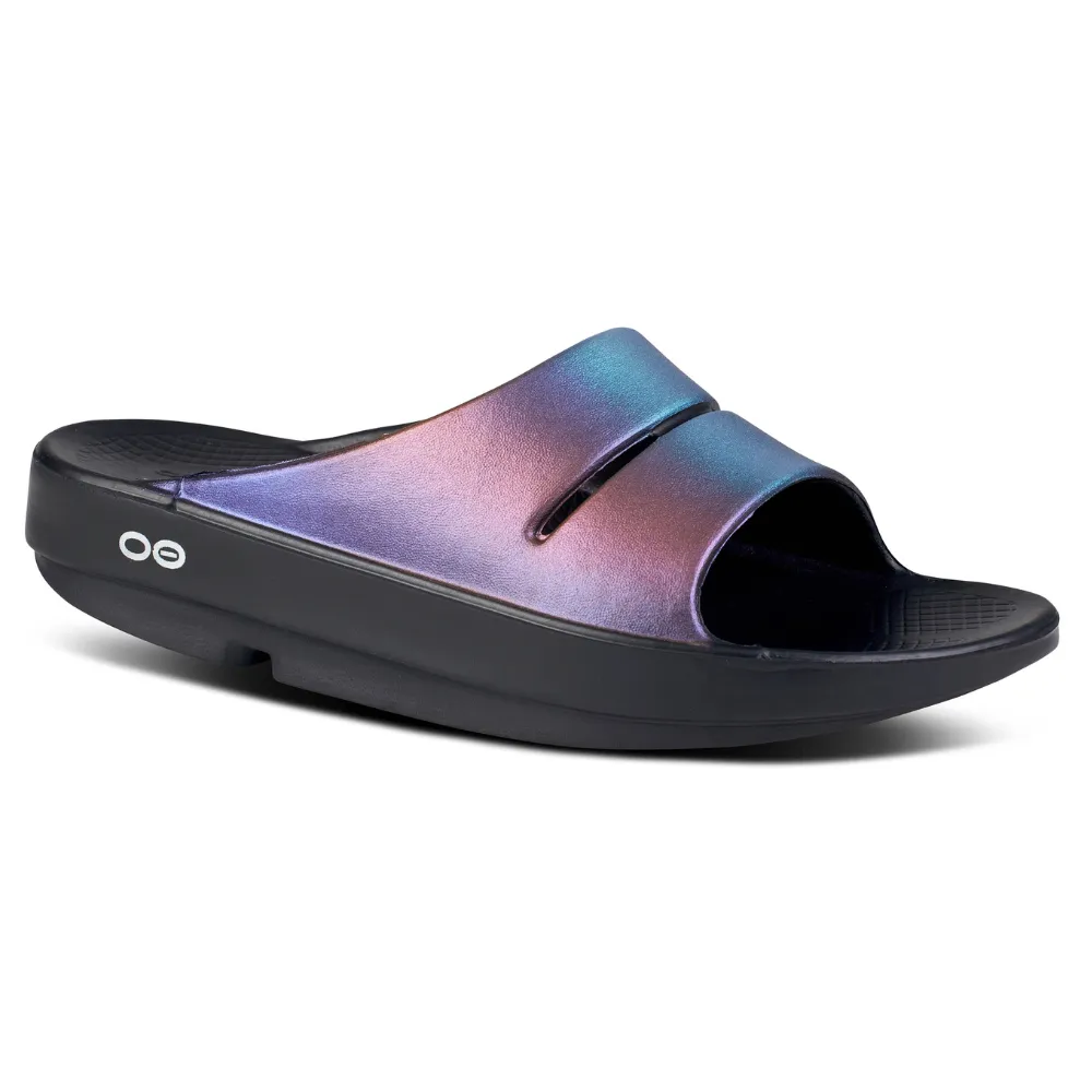 OOFOS OOahh Luxe Slide Midnight Spectre Sandal (Unisex)