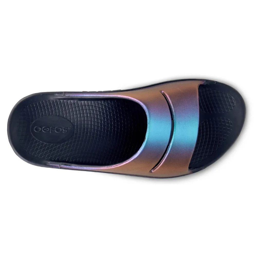 OOFOS OOahh Luxe Slide Midnight Spectre Sandal (Unisex)