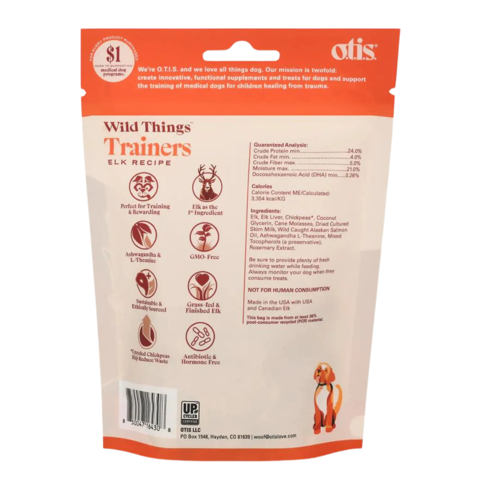 Otis Wild Things Elk Recipe Trainers Dog Treats 4 oz