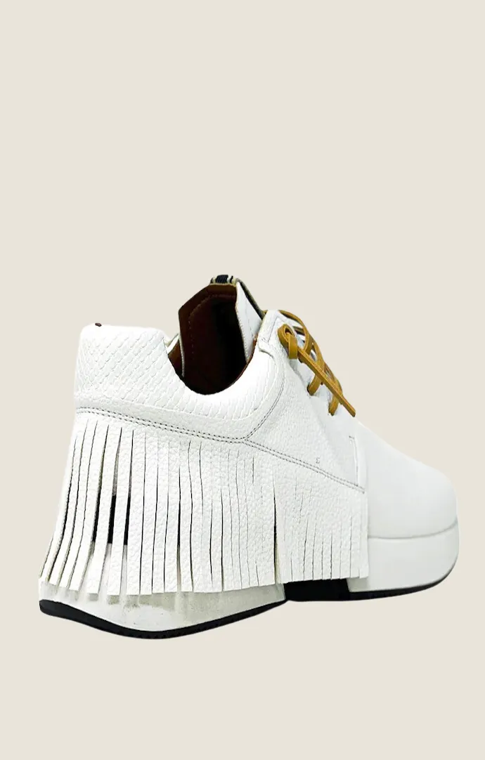 Pepa White Fringe Sneakers