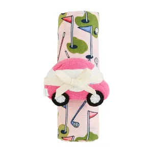 Pink Golf Swaddle & Rattle Set