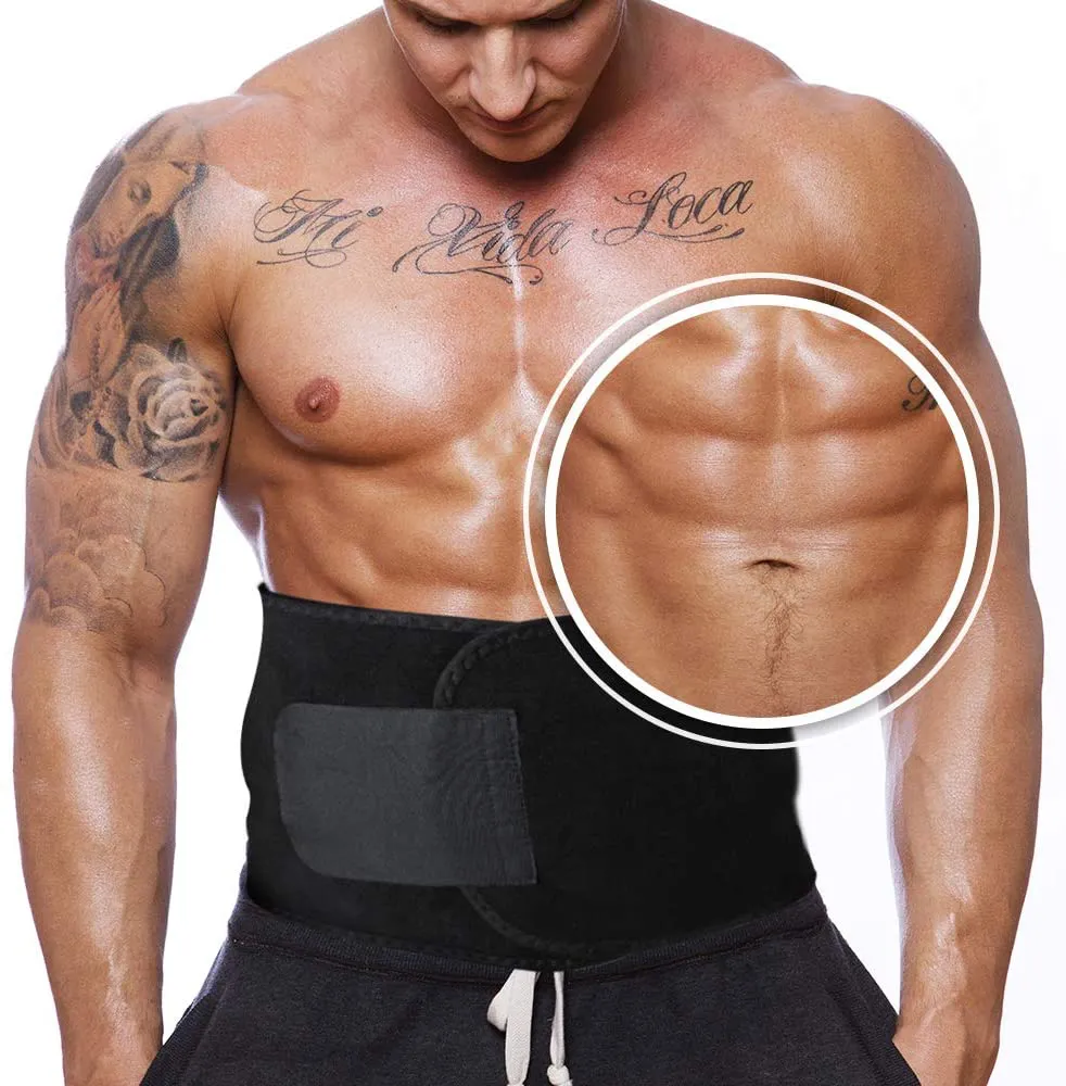 Portzon Waist Trimmer for Men & Women, Neoprene Stomach Wrap, Exercise & Fitness Waist Belt Adjustable Slimmer Body Shaper