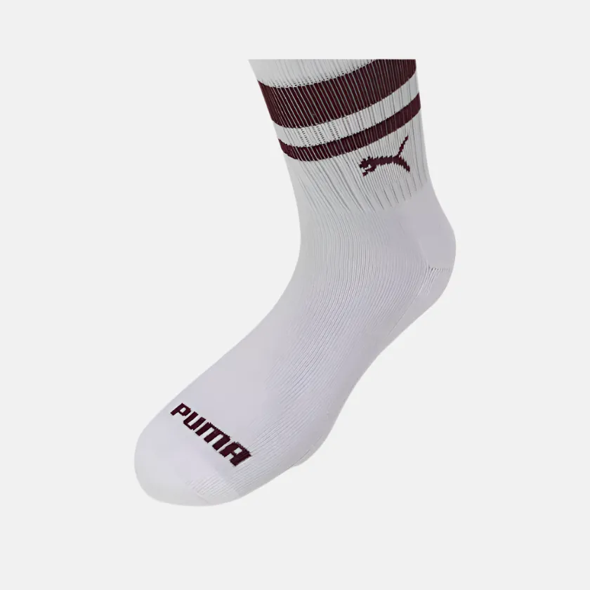 Puma Heritage Striped Unisex Short Crew Socks Pack of 3 -White