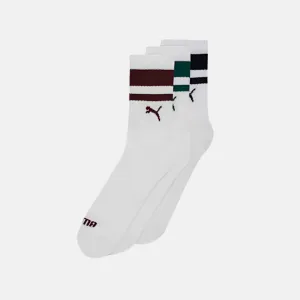 Puma Heritage Striped Unisex Short Crew Socks Pack of 3 -White