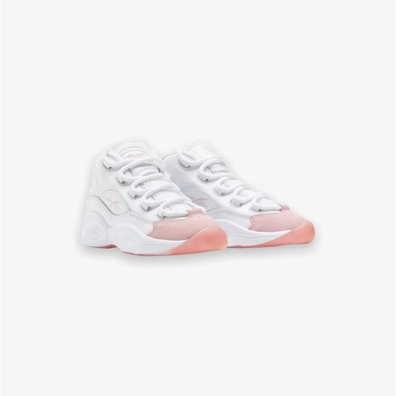 Reebok Question Mid White Pink Glow Pre School Sizes GX9365