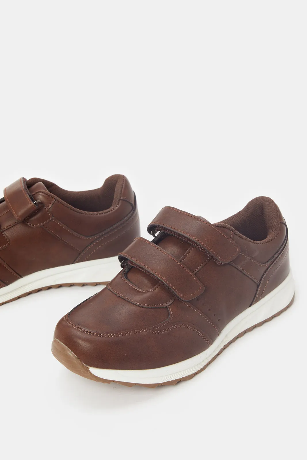 Senior Boys Brown Color Block Sneakers