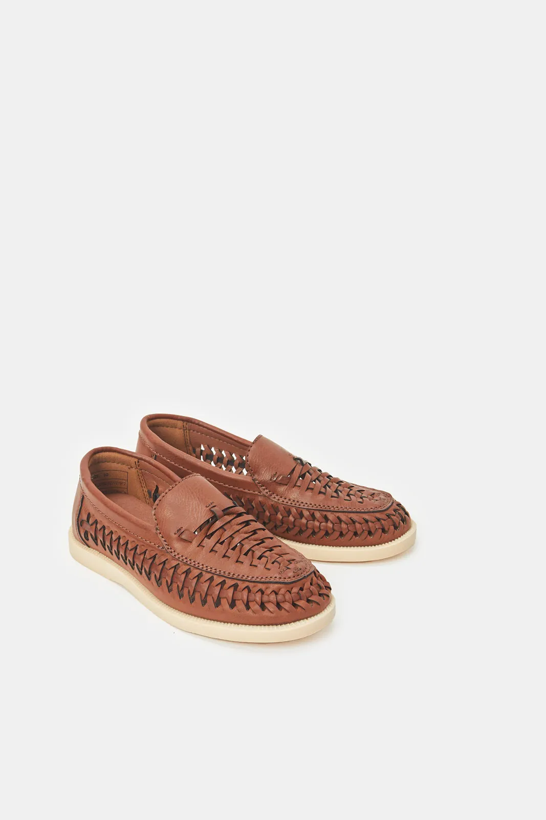 Senior Boys Brown Woven Loafer