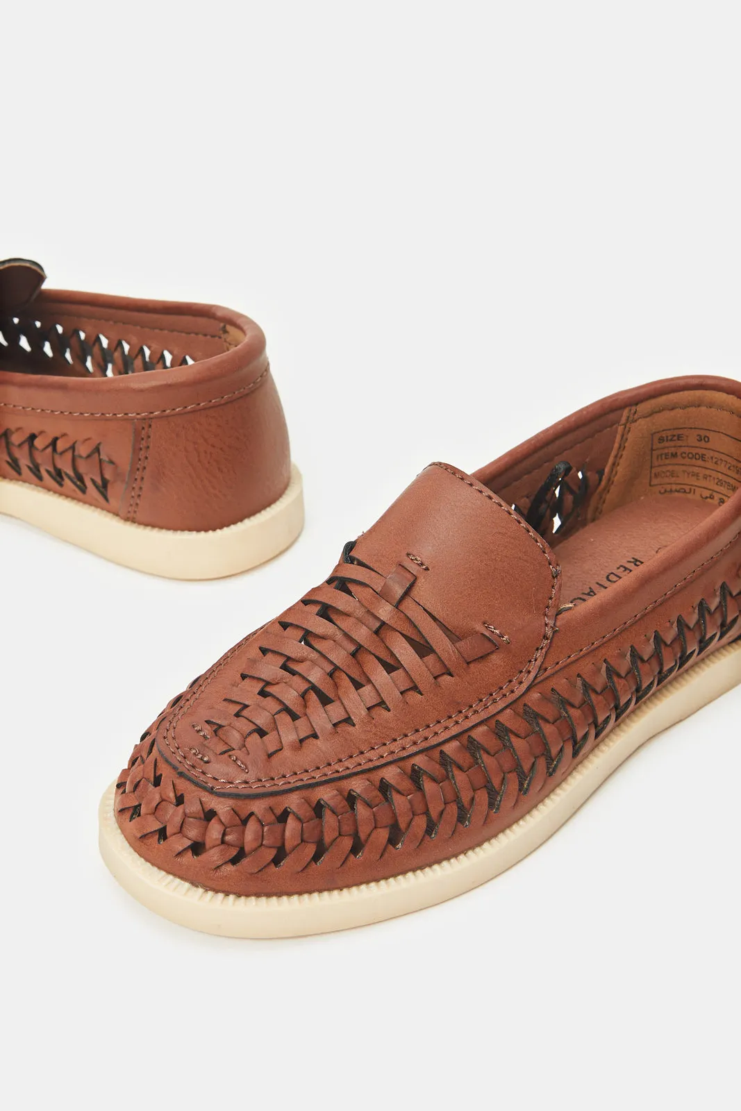 Senior Boys Brown Woven Loafer