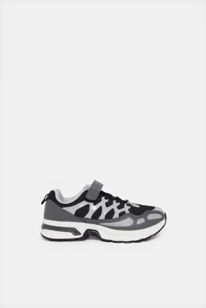 Senior Boys Grey Embellished Sneakers