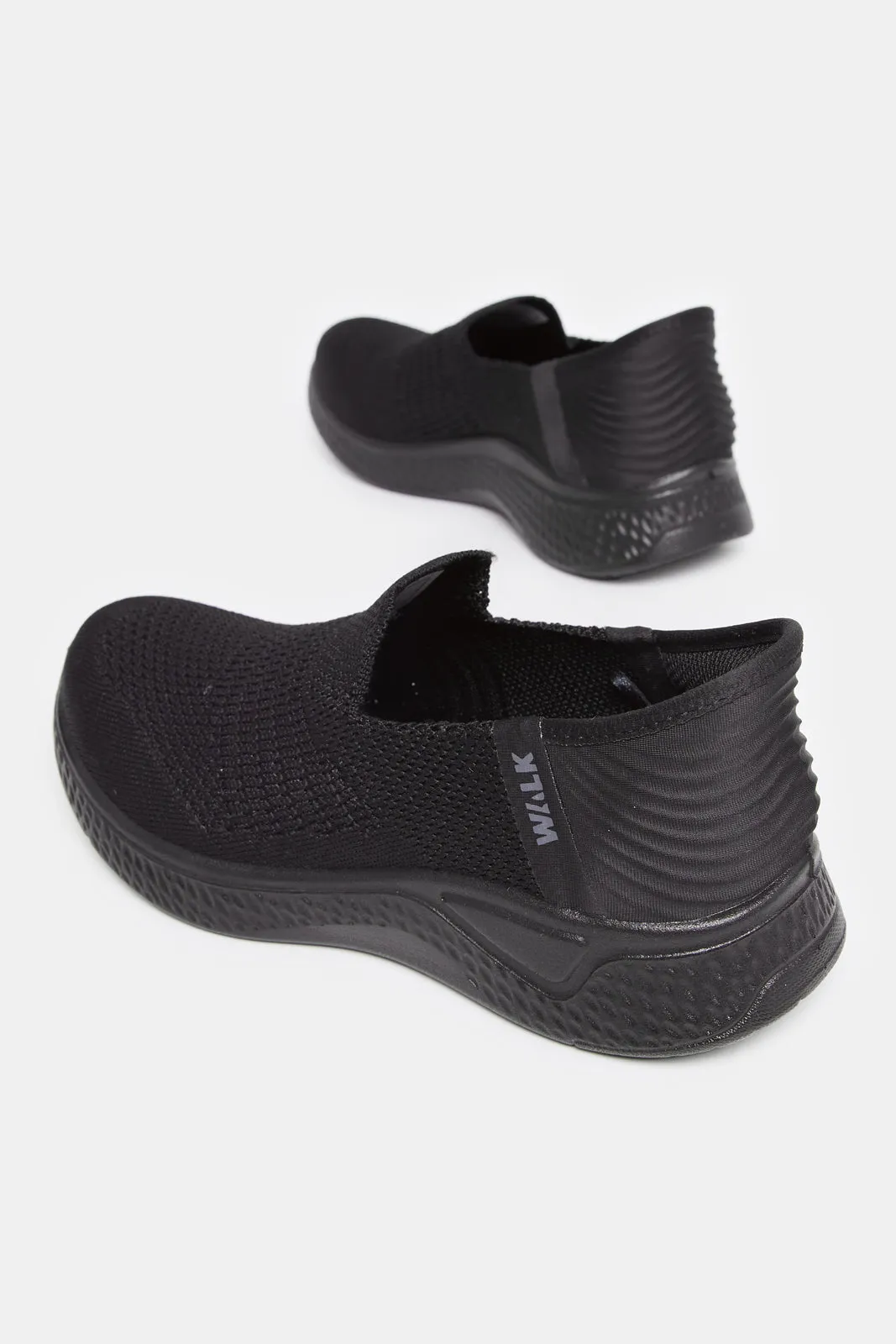 Senior Boys Triple Black Easy Slip-On Shoes