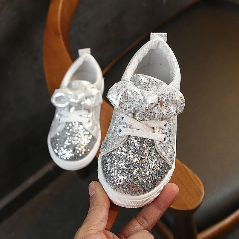 Soft Glitter Toddler Girls Sneakers with Crystal - TH346 Baby Kids Casual Shoes