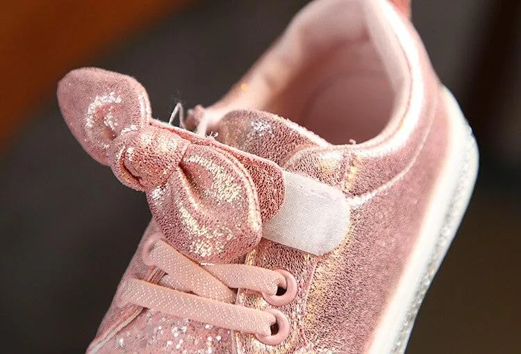 Soft Glitter Toddler Girls Sneakers with Crystal - TH346 Baby Kids Casual Shoes