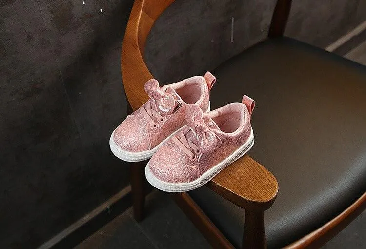 Soft Glitter Toddler Girls Sneakers with Crystal - TH346 Baby Kids Casual Shoes