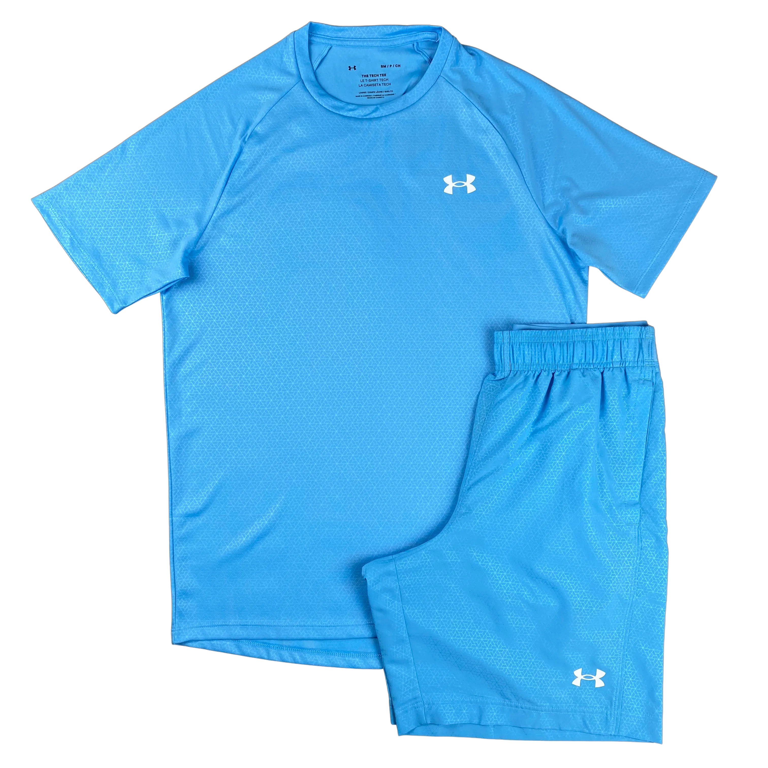 Under Armour Geo Emboss T-Shirt / Shorts - Blue